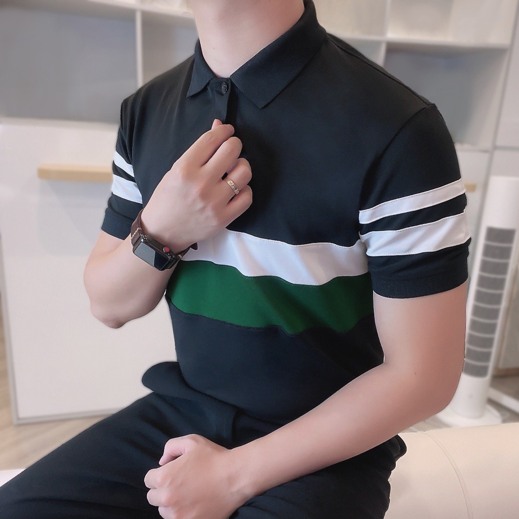 Áo thun cá sấu nam phối màu, áo thun polo nam có cổ thời trang vải mềm mịn, thấm hút tốt - HK230
