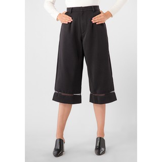 Quần baggy lửng ống suông viền ren đen - lovadova 18t07c002