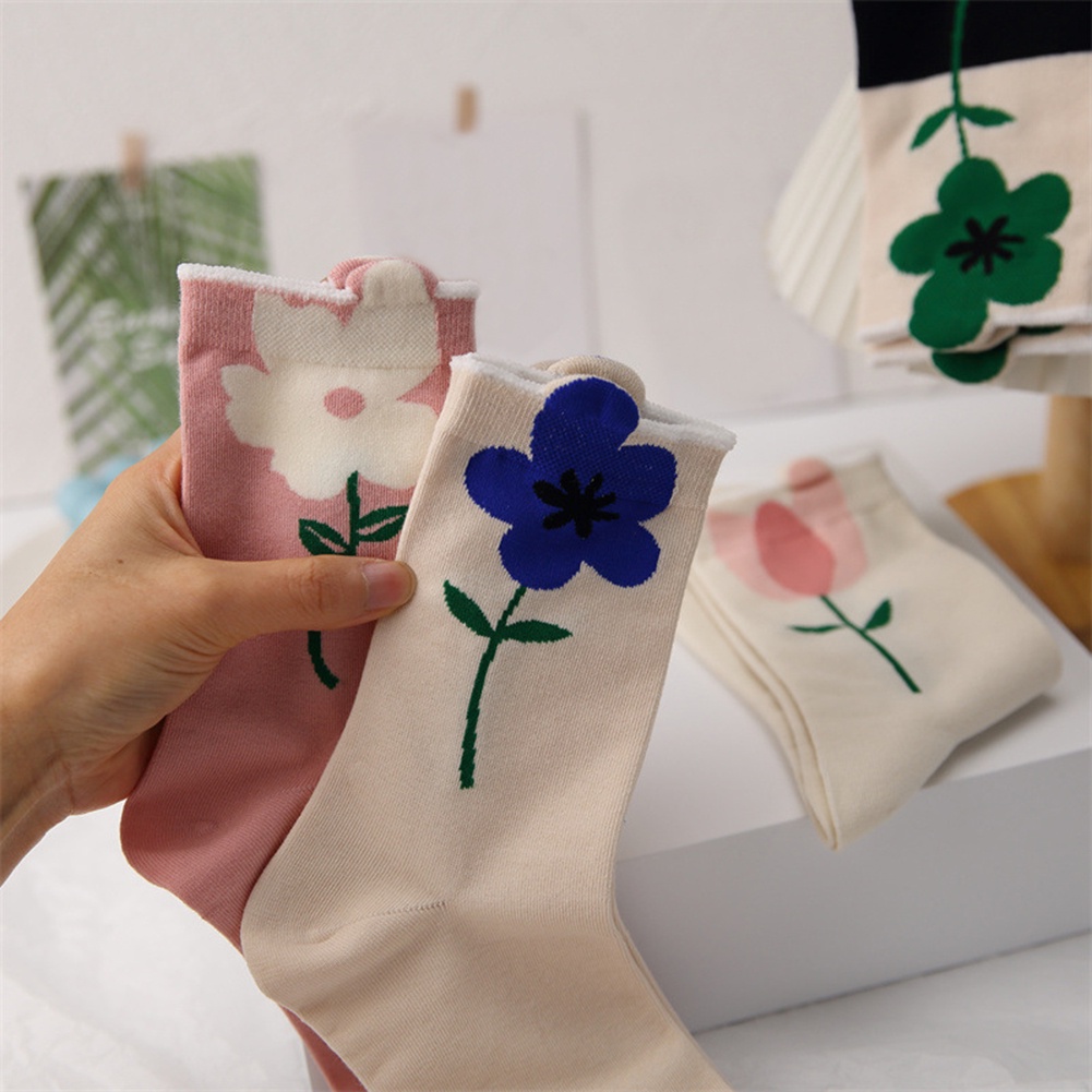 1 Đôi Tất Cotton In Hoa Xinh Xắn