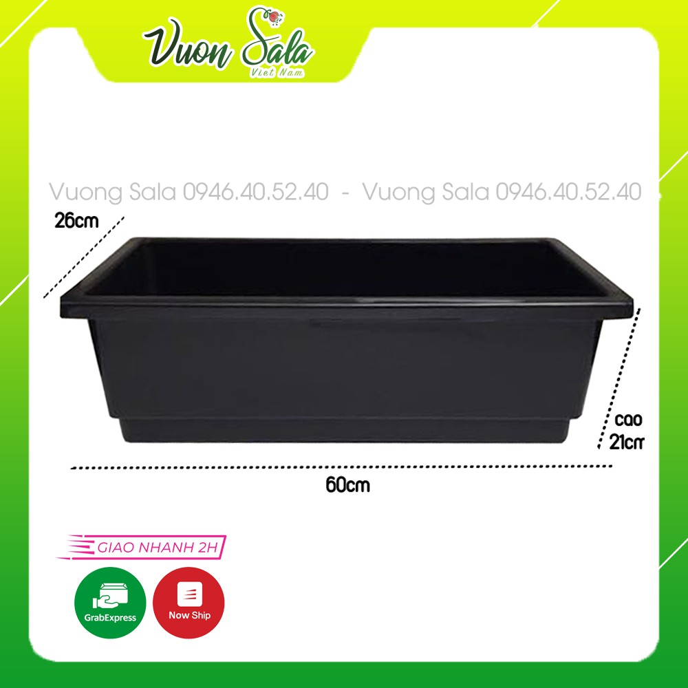 Chậu trồng cây thông minh MÀU ĐEN 60x26x21cm