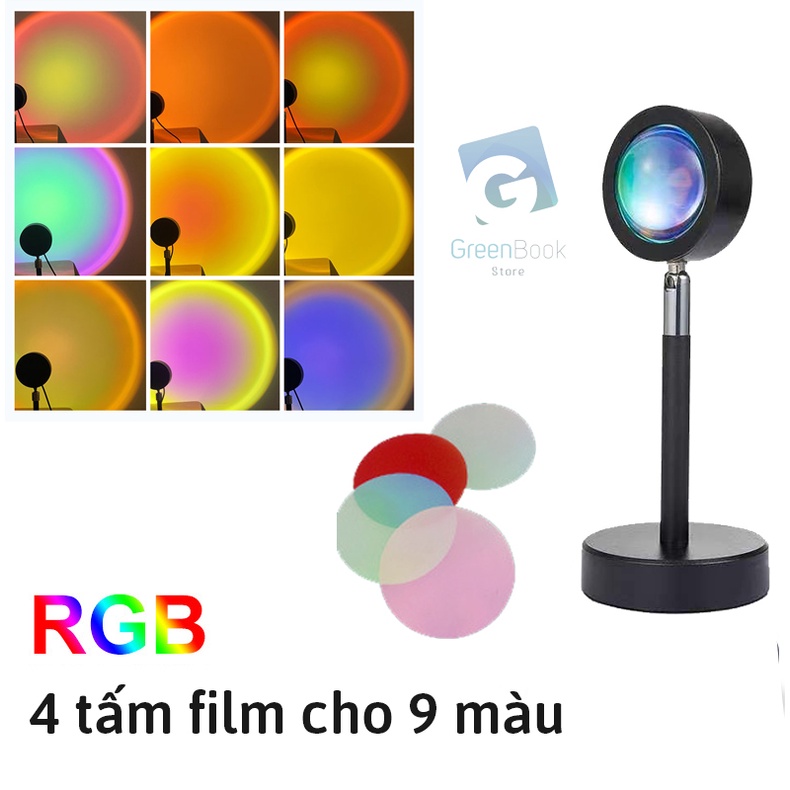 Đèn Hoàng Hôn Đèn Sunset Quay TikTok Chuyển Đổi 9 Màu Chụp Ảnh Sống Ảo Đèn Trang Trí Phòng Ngủ