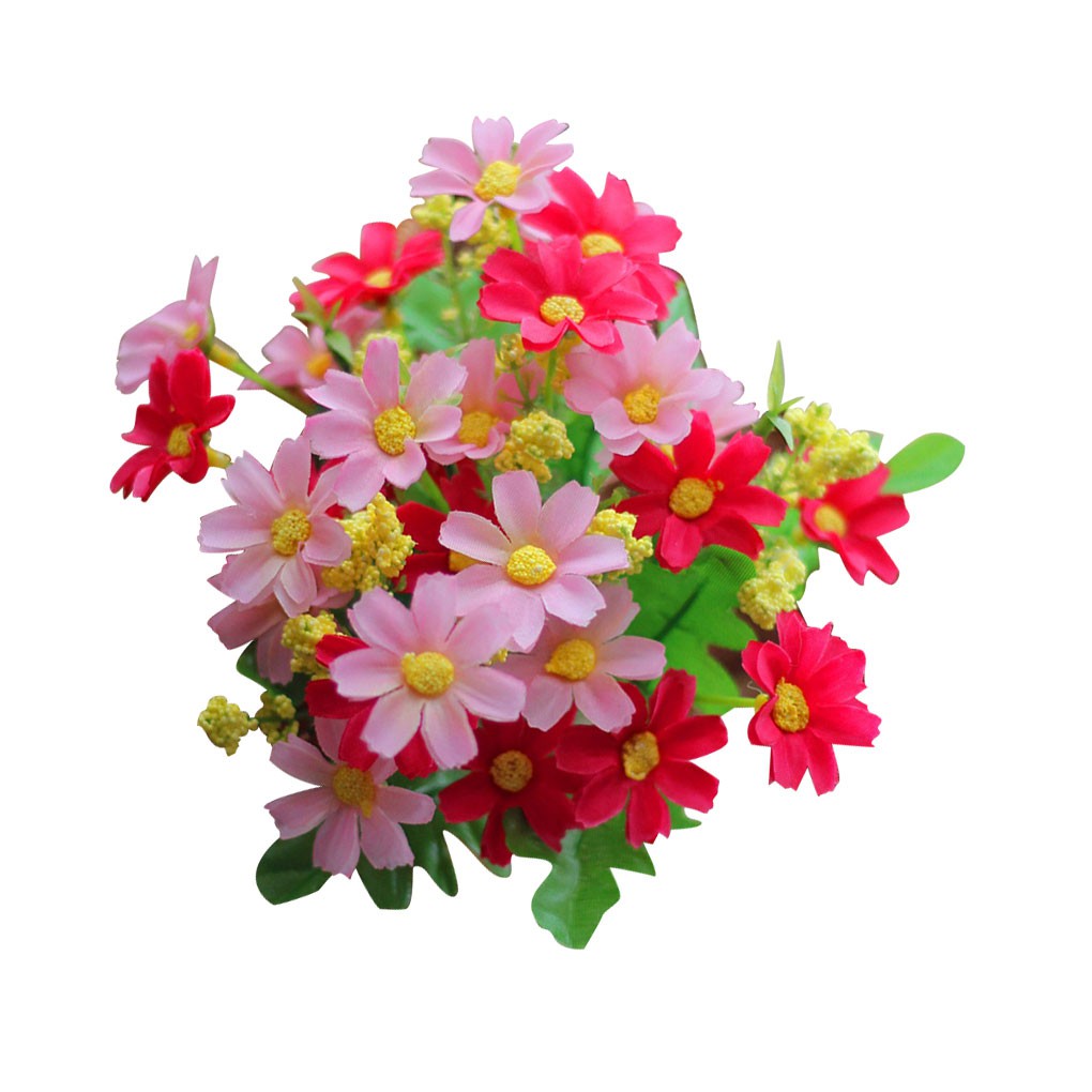 Bó 28 đầu hoa nhân tạo bằng vải lụa trang trí tiệc/nhà ở xinh xắn