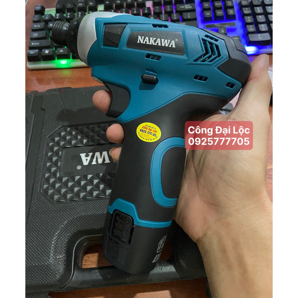 Máy chuyên vít 12v nhỏ gọn , có búa , dùng pin Liion NAKAWA