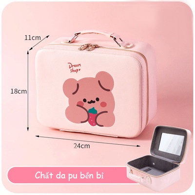 Cốp đựng mỹ phẩm có gương siêu cute - chất liệu da Pu