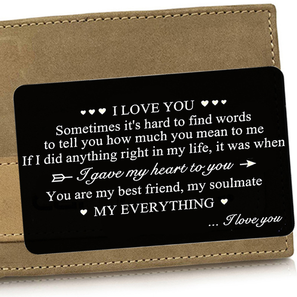 Tấm thẻ kim loại để trong ví họa tiết lời chúc mừng Valentine/kỉ niệm phù hơp làm quà tặng cho bạn trai bạn gái