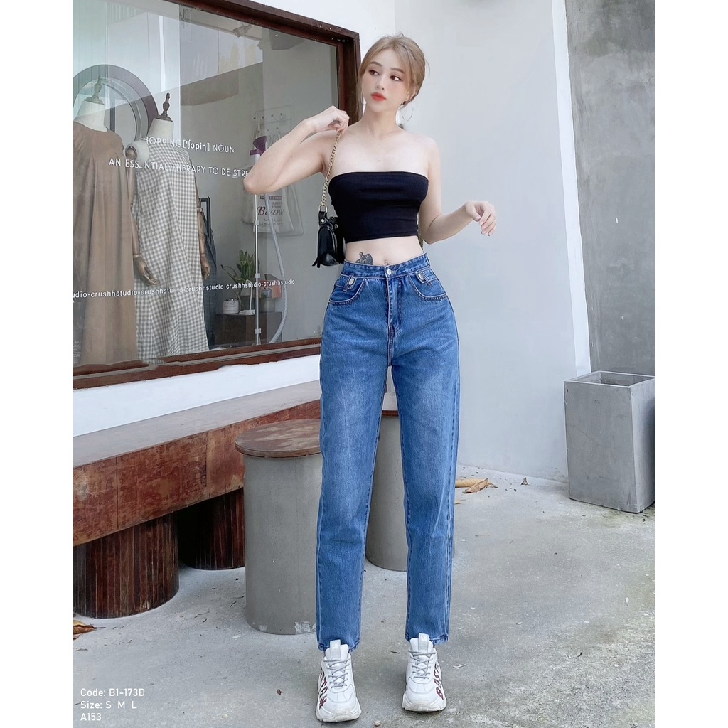 Quần baggy bò nữ Kpboutique✔️ Màu xanh đậm Fom quần tôn dáng dễ mặc phù hợp với nhiều dáng người✔️ Cam kết đổi trả hàng