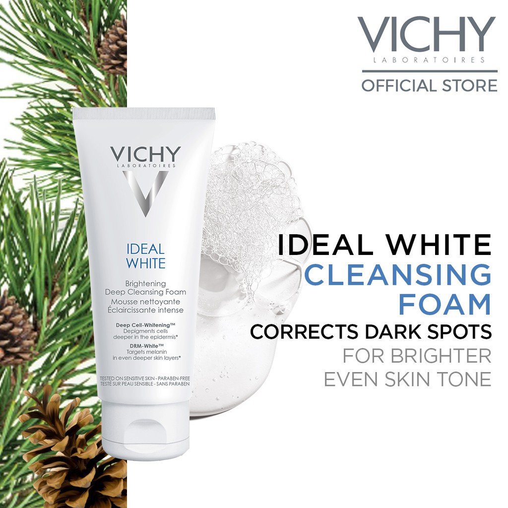 [TEM CTY] Sữa rửa mặt dưỡng trắng da VICHY IDEAL White Brightening Deep Cleansing Foam 100mL giảm thâm nám