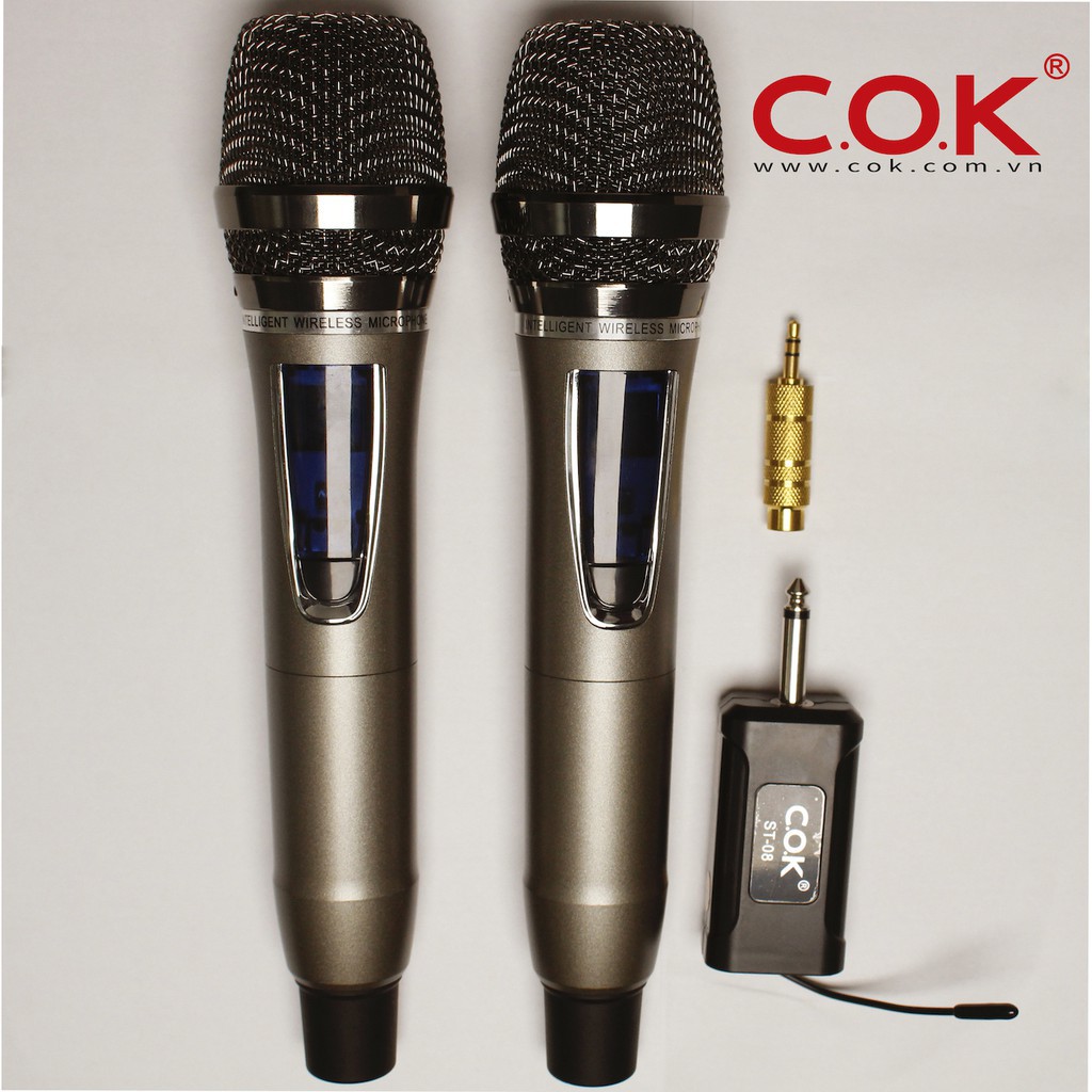 Micro không dây COK ST-08 (100 kênh UHF) đa năng dành cho loa kéo, amply, dàn karaoke