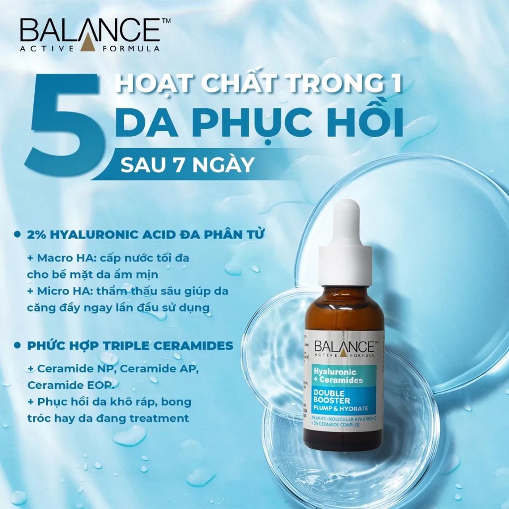 Tinh chất Balance Active Hyaluronic & Ceramides Double Booster/ Vitamin C 12% 30ml