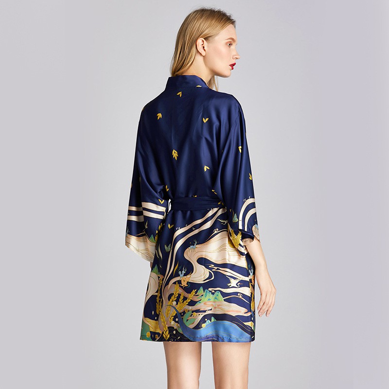 Áo choàng ngủ lụa satin cao cấp áo choàng kimono sang trọng phong cách Nhật | BigBuy360 - bigbuy360.vn