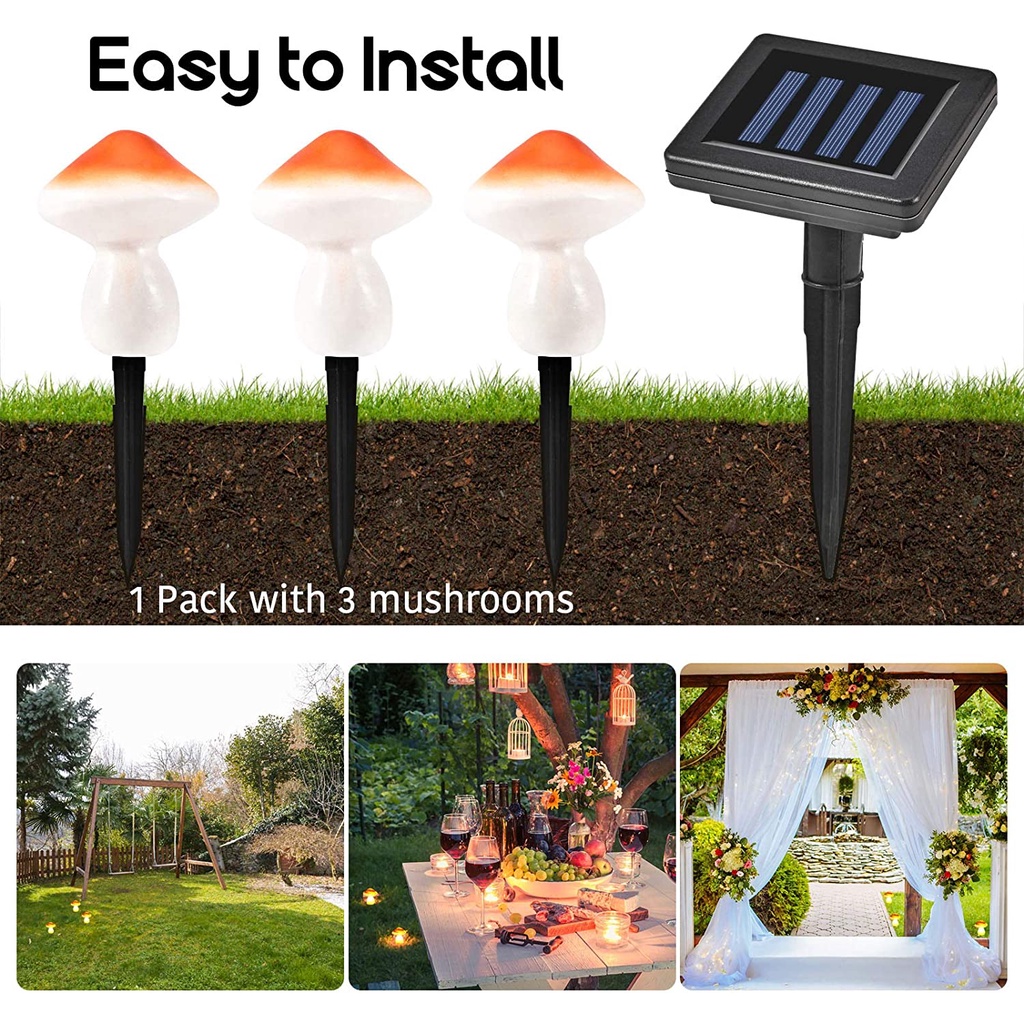 Dây Đèn LED Hình Nấm Sử Dụng Năng Lượng Mặt Trời Chống Thấm Nước Nhiều Màu Sắc Ấm Áp Trang Trí Lối Đi Sân