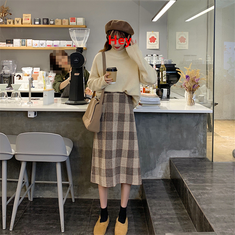 Áo sweater / chân váy sọc caro dệt kim Xiaozhainv phong cách Hàn Quốc xinh xắn cho phái nữ | BigBuy360 - bigbuy360.vn