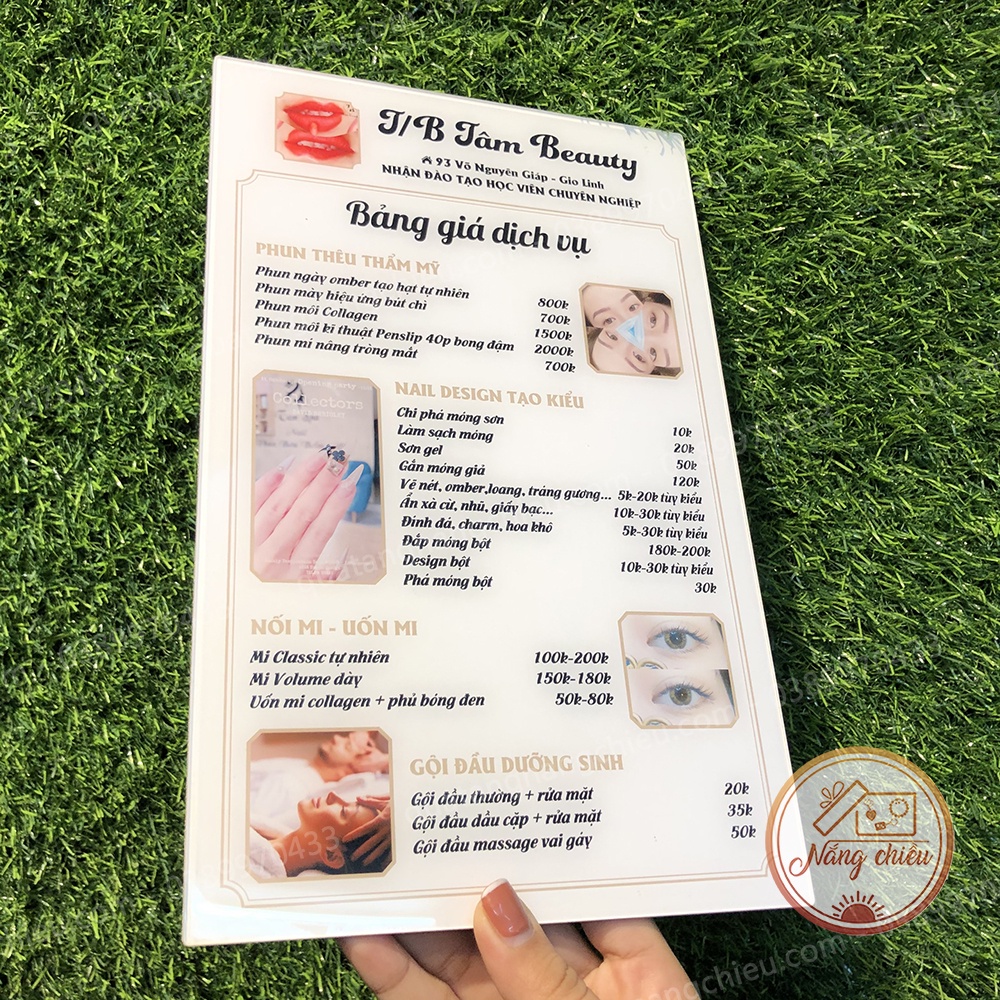 Menu / Bảng giá dịch vụ cho Spa Beauty - Thiết kế thông tin theo yêu cầu