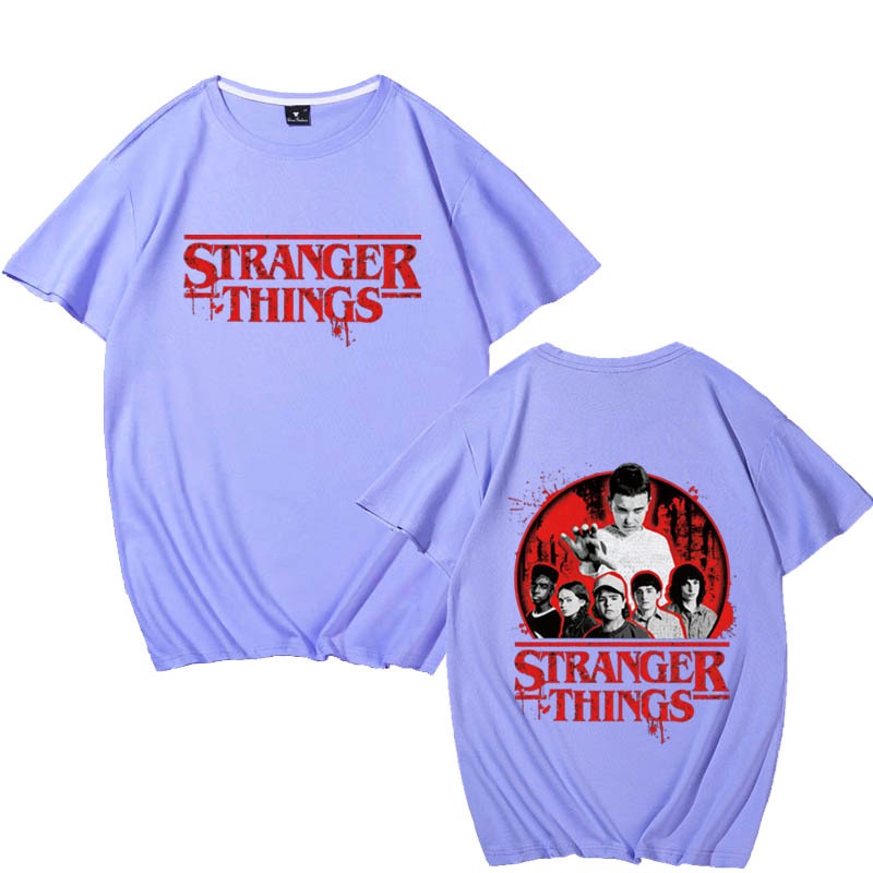 Áo Thun Tay Ngắn Cổ Tròn In Chữ Stranger Things 4 Phong Cách Harajuku Hàn Quốc Thời Trang Cho Nam Và Nữ