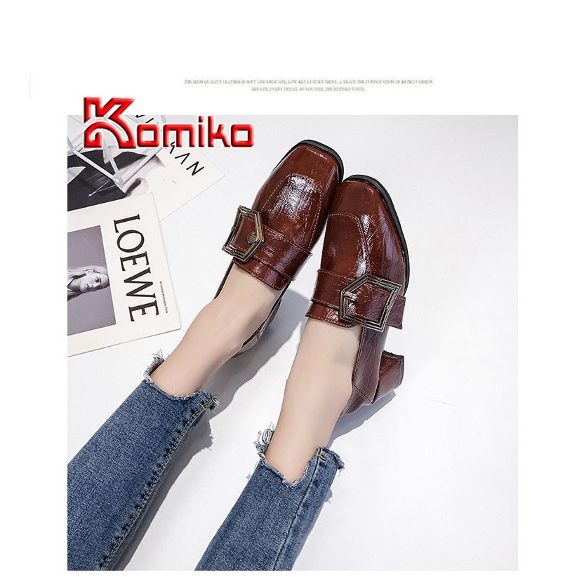 [SIÊU PHẨM 2019] Giày nữ cao gót đế vuông da bóng cao cấp - KOMIKO_shoes