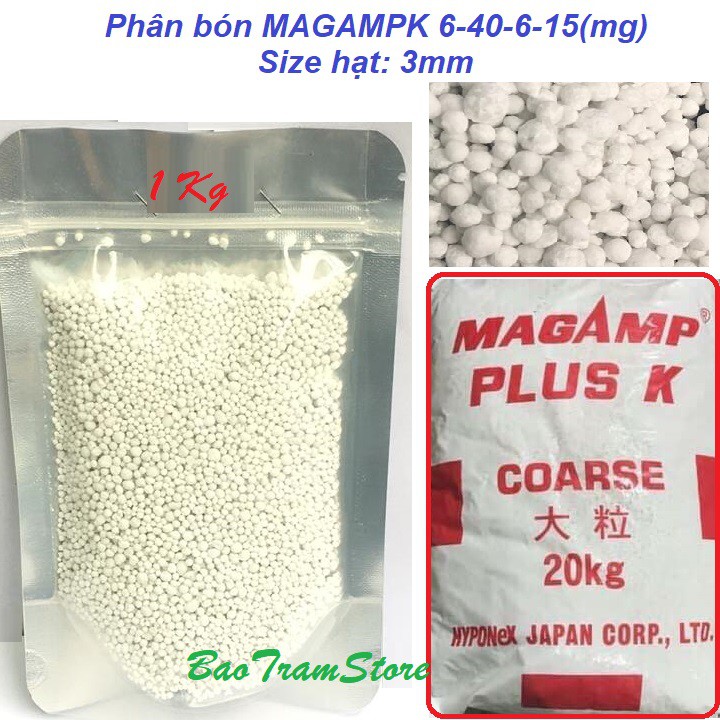 Phân bón MagampK 6-40-6-15 Nhật Bản hạt trắng kích thước 3mm gói 1kg