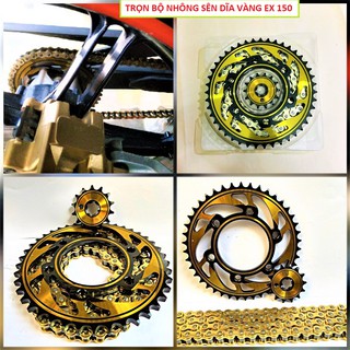 Trọn bộ nhông sên dĩa vàng kiểu EX 150 và Winner X mẫu mới loại dày đẹp cực chất lắp như zin