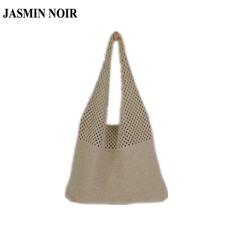 Túi tote JASMIN NOIR vải dệt ngăn chứa lớn kiểu đục lỗ thời trang hè đơn giản cho nữ