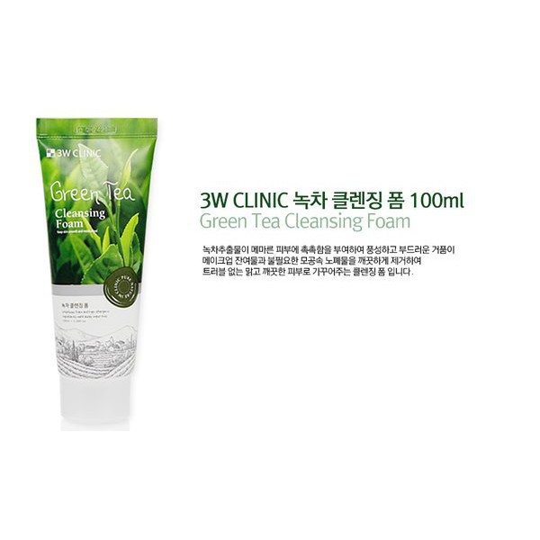 Sữa Rửa Mặt Chiết Xuất Trà Xanh 3W Clinic Green Tea Foam Cleansing 100ml