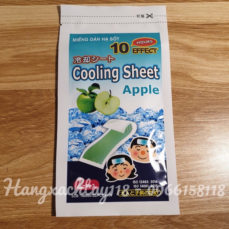  6 Miếng dán hạ sốt Cooling Sheet Apple xoa dịu cơn sốt cho bé. Tiêu chuẩn xuất Nhật
