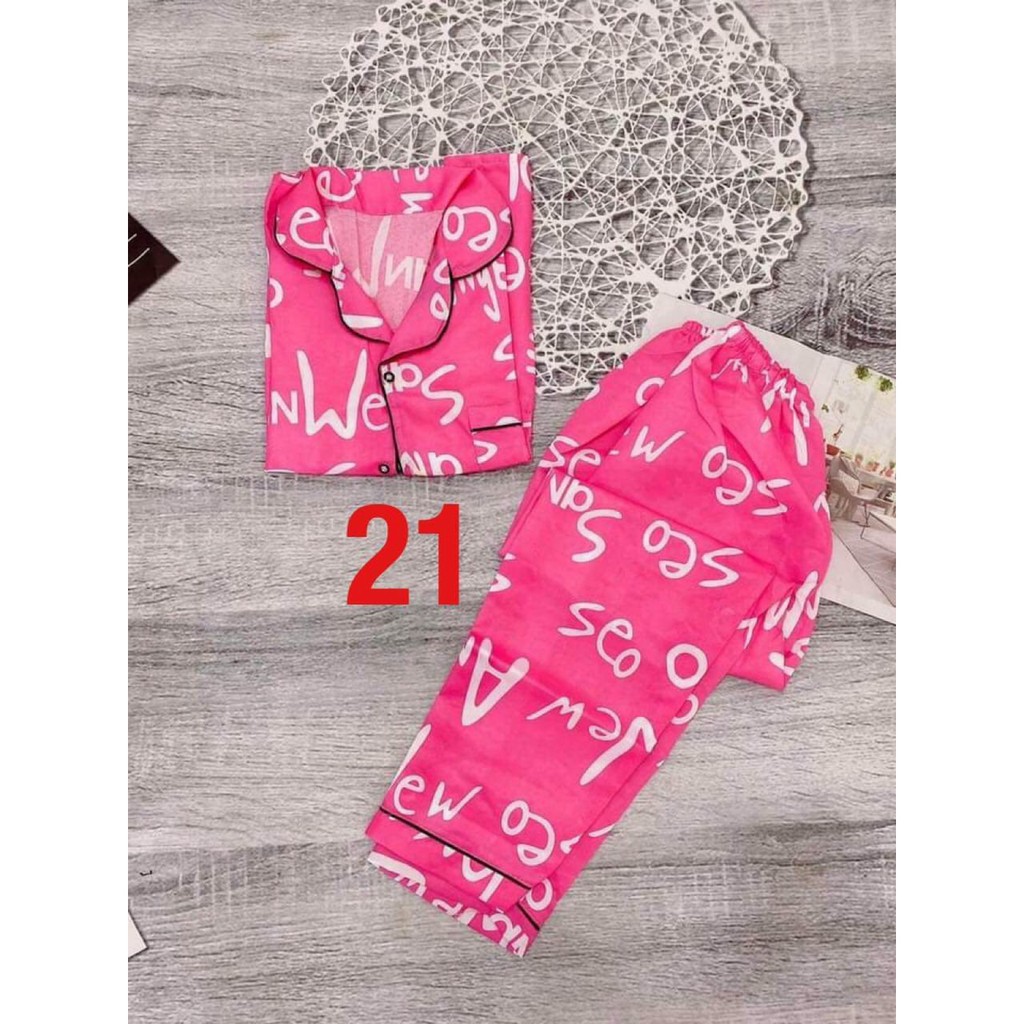 Bộ Pizama Tay CỘC Quần DÀI Chất Kate Thái