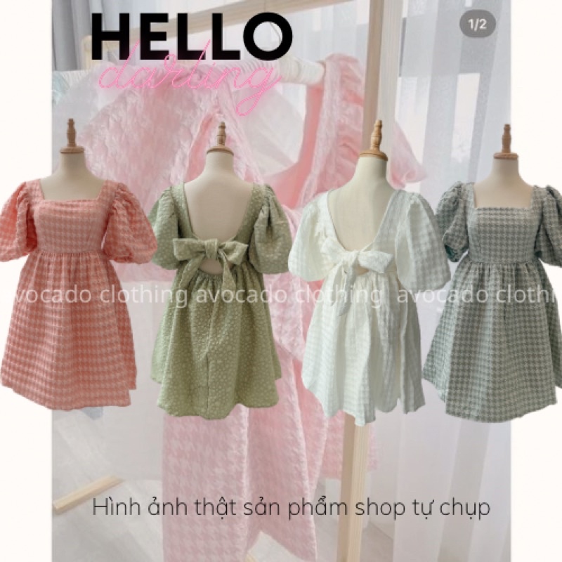 Đầm babydoll gấm xốp nơ lưng tay bồng 3 màu QUA TUẦN VỀ HÀNG LẠI💖 KÈM ẢNH THẬT