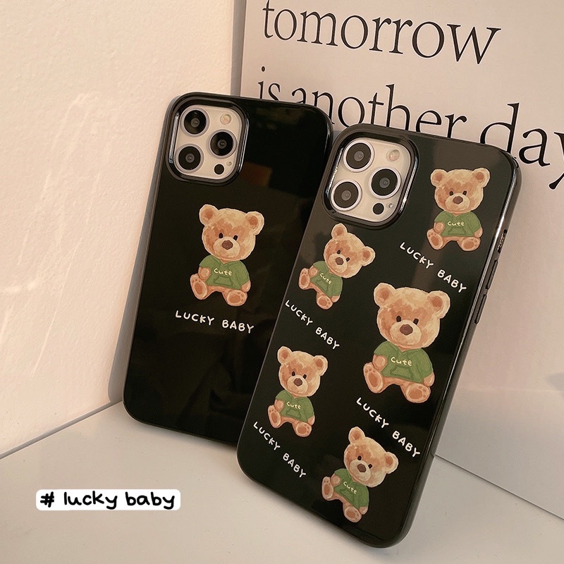 (SIÊU RẺ) Ốp iphone gấu đen Lucky baby 6/6plus/6s/6splus/7/7plus/8/8plus/x/xr/xs/11/12/13/pro/max/plus/promax