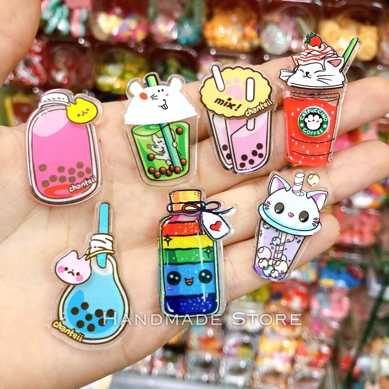 Charm cốc trà sữa trong