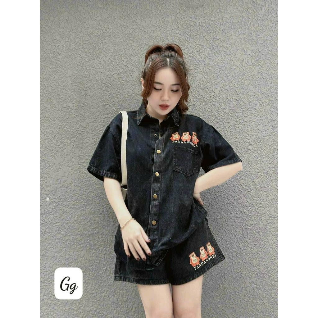 sét bộ đùi jean gấu hot