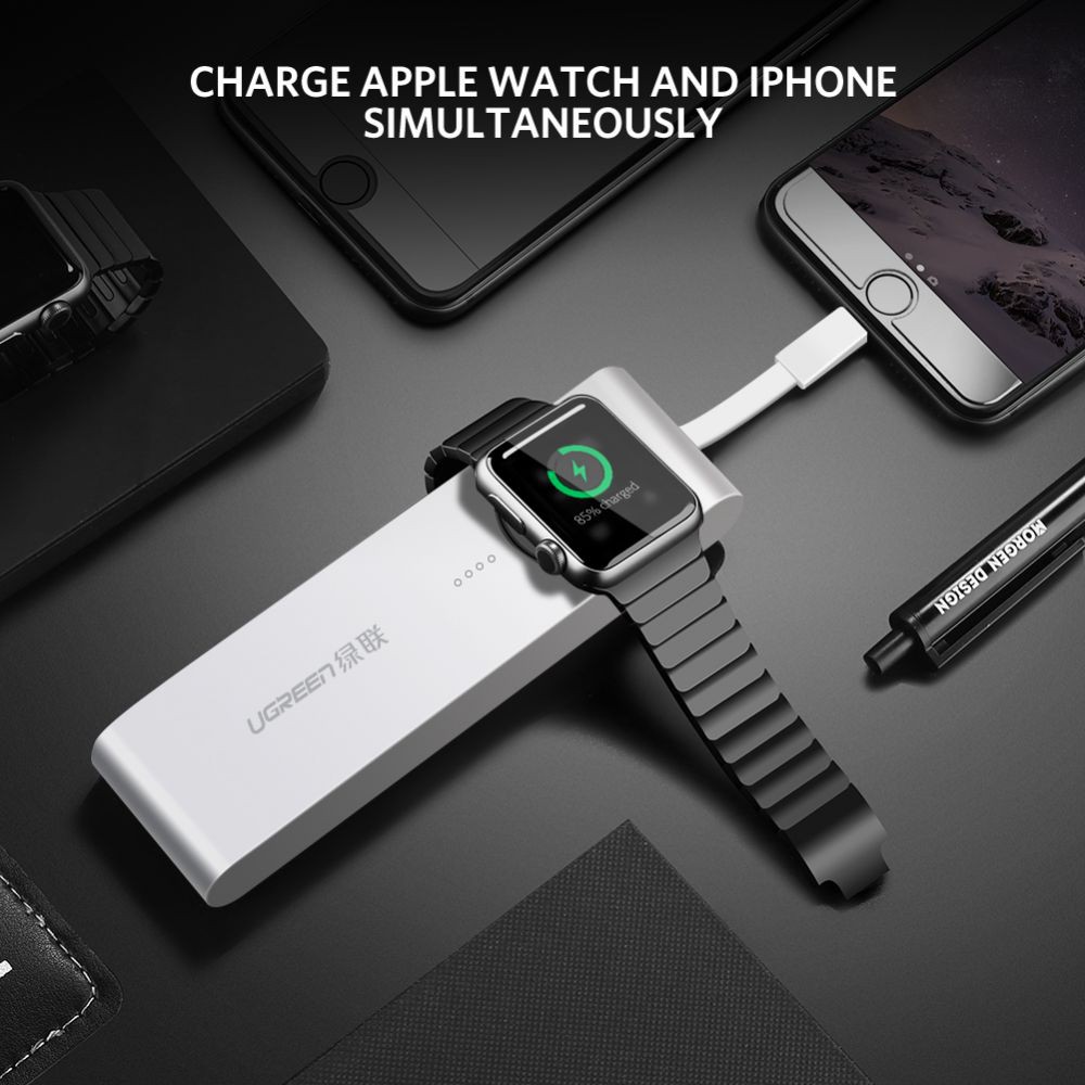 Sạc cho Apple Watch Series 6/5/4/3/2/1/nike+/Herms/Edition + Sạc dự phòng cho iPhone hiệu Ugreen 4400mAh (Trắng)