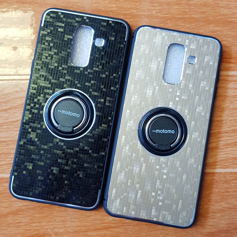 Ốp Lưng Samsung A6 Plus (A6+) Viền Dẻo Lưng Nhôm 2 Màu Kèm iRing Xoay Cao Cấp