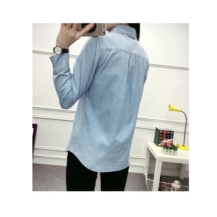 2021 spring slim cotton denim shirt