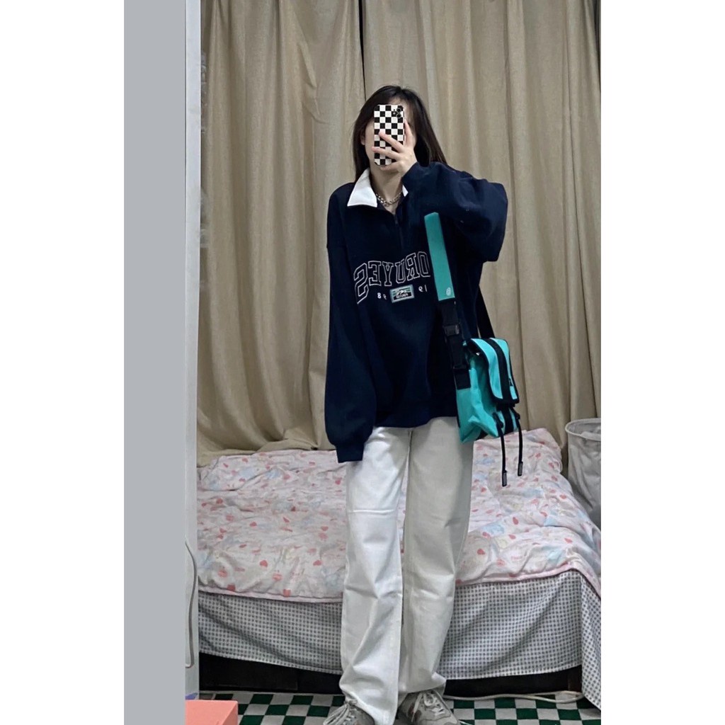 Áo sweater nữ form rộng Unisex FOR siêu xinh PT1 phong cách Hàn Quốc, Áo hoodie nỉ không mũ oversize streetwear