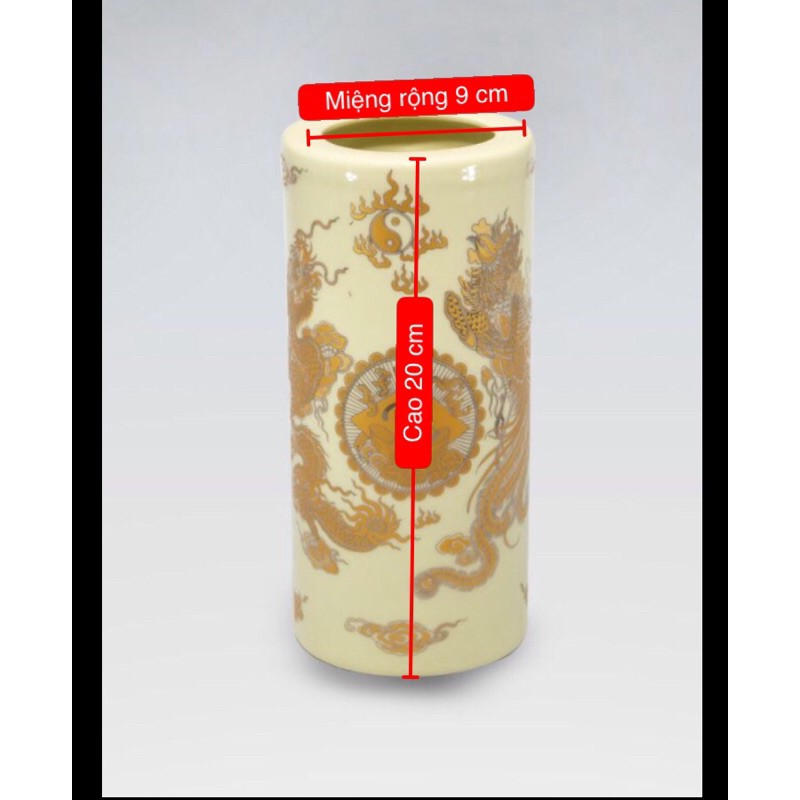 Ống để hương men vàng cao 20 cm