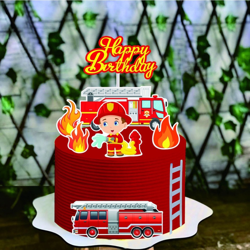 topper cắm trang trí bánh [FREESHIP❤️] sét cắm em bé cứu hỏa