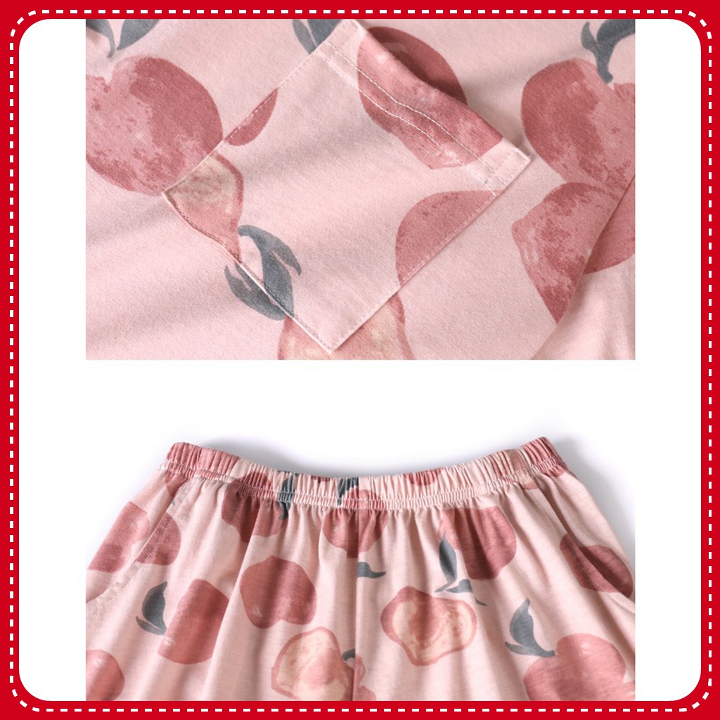 Đồ Ngủ Pijama Ngắn Tay, Bộ Ngủ Họa Tiết Trái Đào, Dâu tây Cute Ulzzang Hot Trend | BigBuy360 - bigbuy360.vn