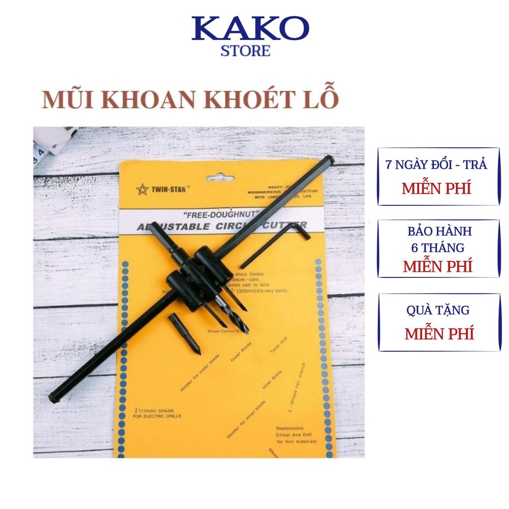 Mũi Khoan Khoét Lỗ Thùng Loa, Lỗ Đèn Thạch Cao Âm Trần 120mm 200mm 300mm (Bộ Mũi Khoét Lỗ Gỗ Thạch Cao Trần)