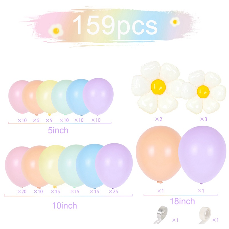 Set 159 Bong Bóng Hoa Cúc Trắng Vàng Hồng Trang Trí Tiệc Sinh Nhật/Tiệc Cưới