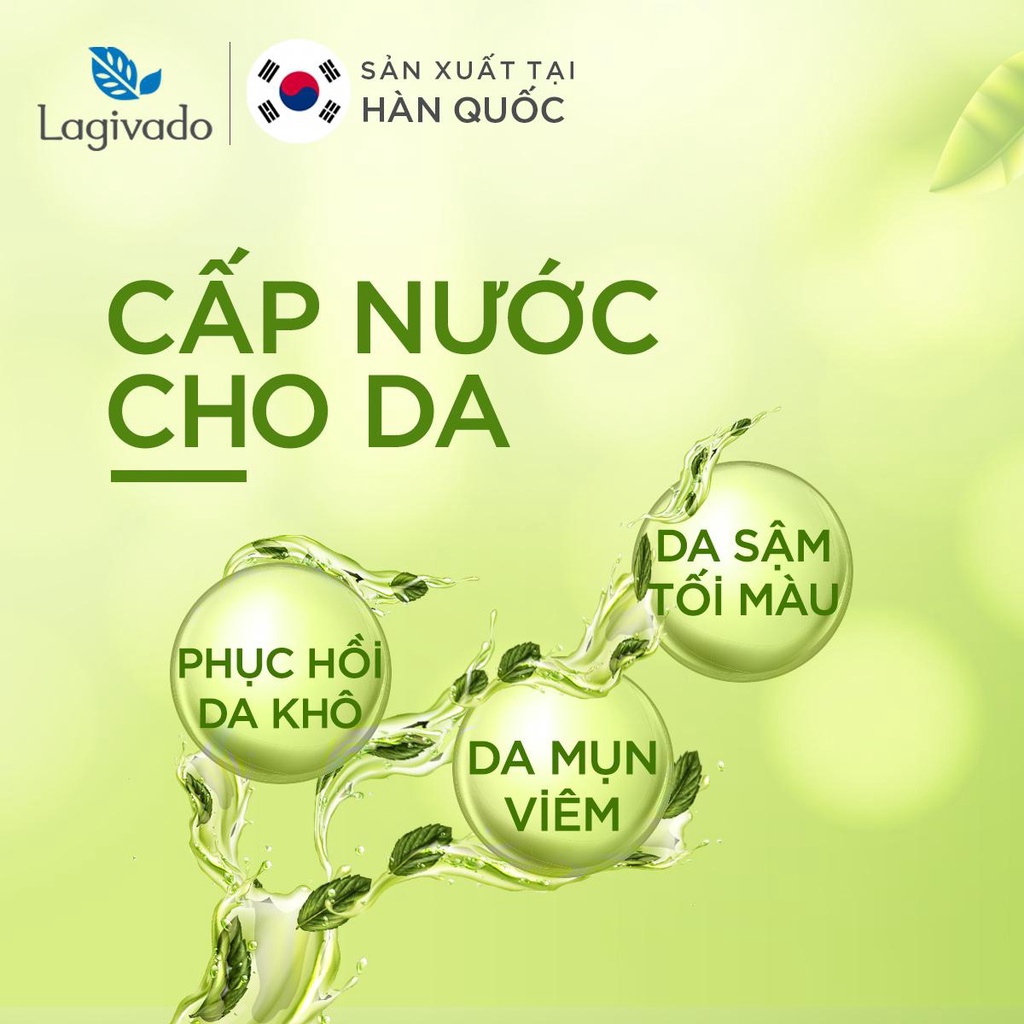 [Hàng chính hãng] - Combo 10 mặt nạ dưỡng da giảm dầu và mụn rau má Hàn Quốc Lagivado Facial Mask dạng giấy 23g/miếng