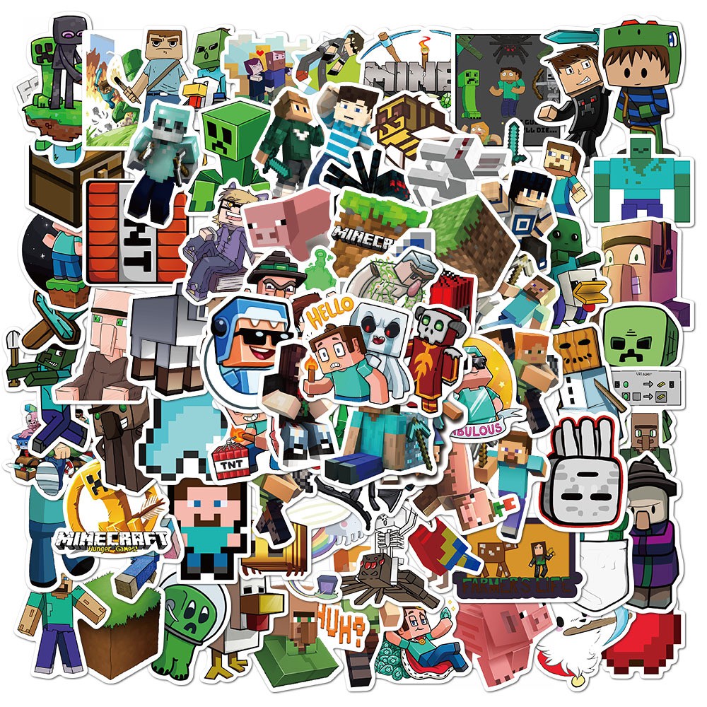 100 Stickers Minecraft game pvc kháng nước nhãn dán