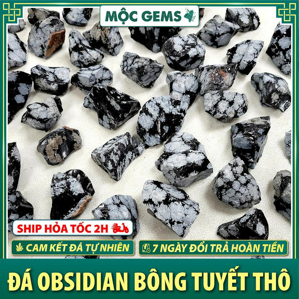Đá Thanh Tẩy Obsidian Bông Tuyết Dạng Thô Dùng Trang Trí Nhà Cửa, Làm Decor
