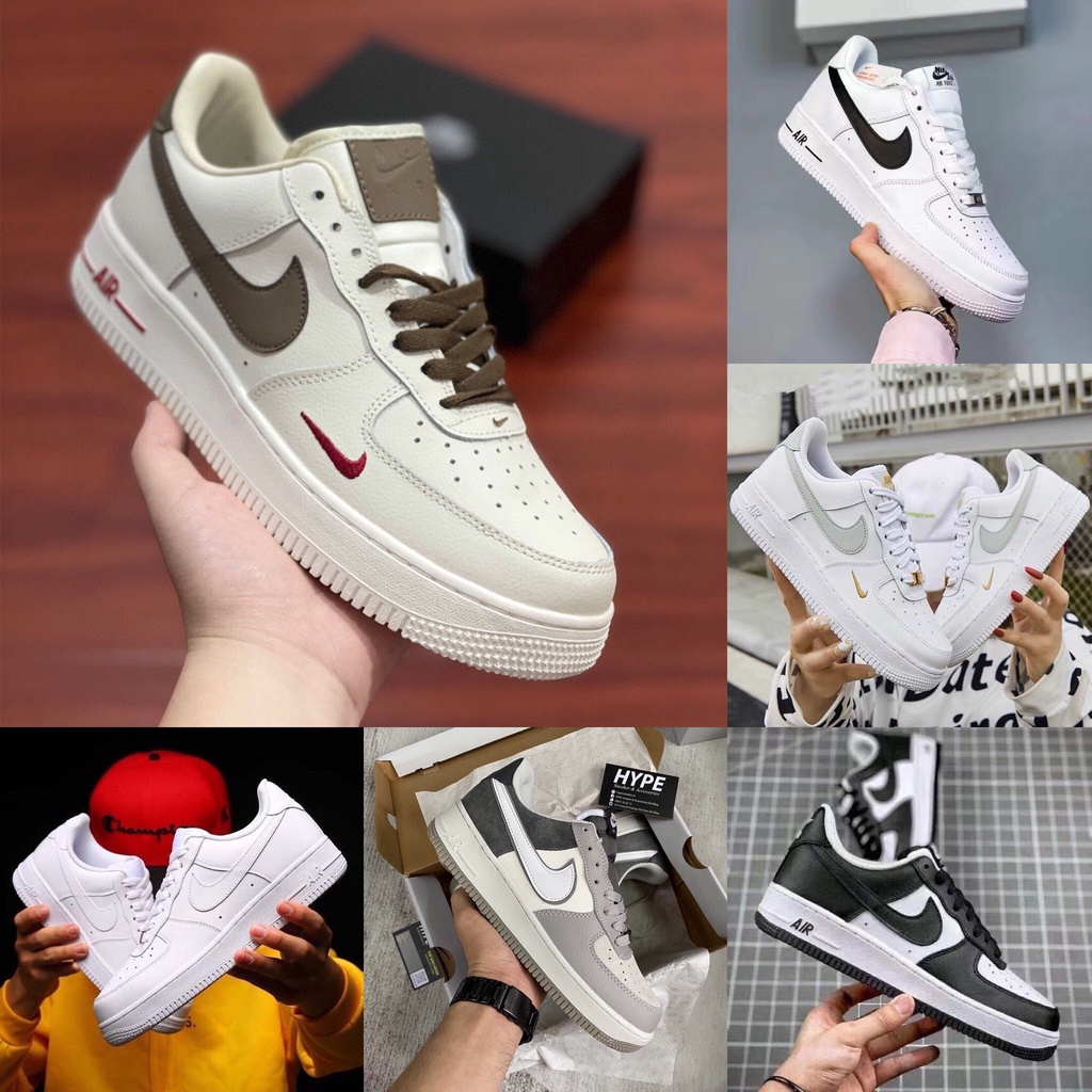 Giày sneaker AF1 trắng vạch nâu Hot trend nam nữ, Giày FORCE 1 trắng nâu dùng đi học,tập gym,chạy bộ | BigBuy360 - bigbuy360.vn