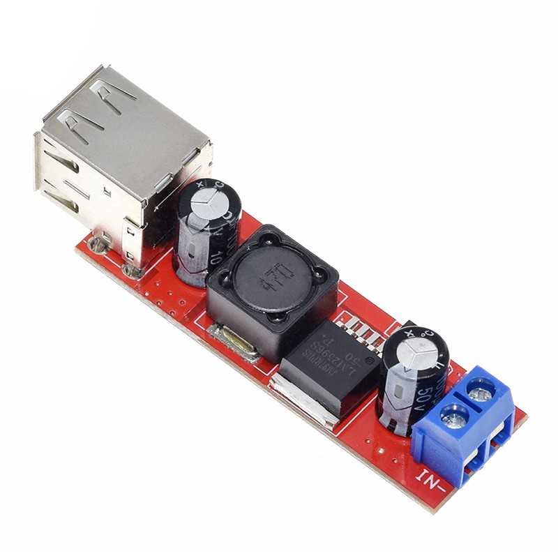 Sạc đôi DC 6V-40V đến 5V 3A Mô-đun chuyển đổi bước xuống DC-DC cho Bộ sạc xe LM2596 USB kép