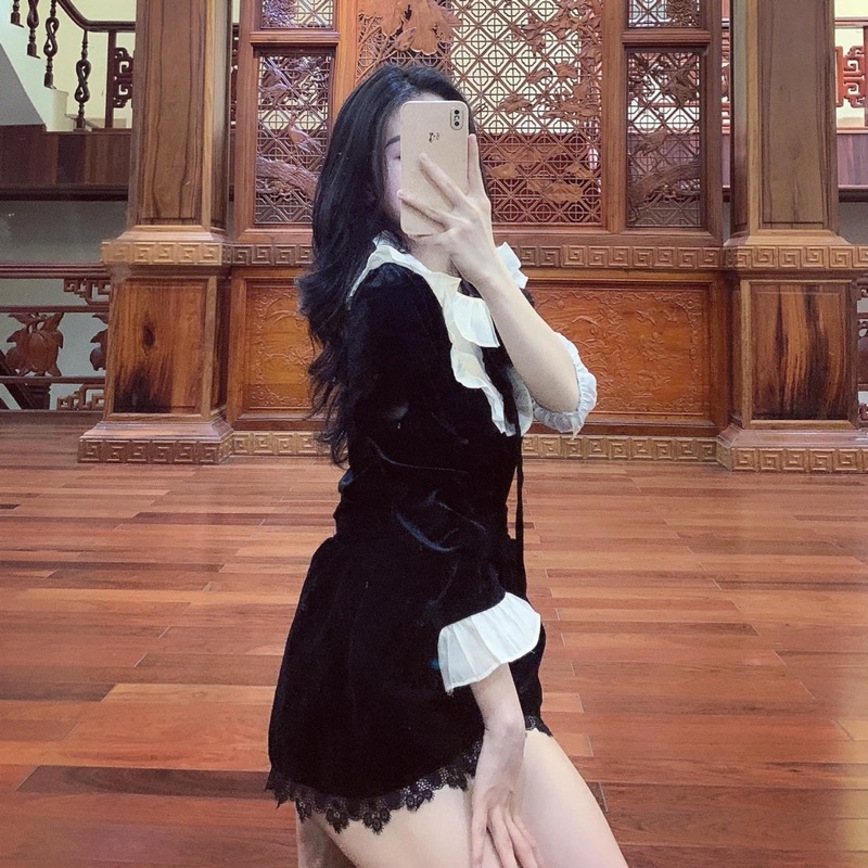 [Siêu Hot] Áo Nhung Cổ Bèo Trắng Tay Dài, Áo Kiểu Nữ Siêu Xinh Có Ảnh Thật Kemd Video | BigBuy360 - bigbuy360.vn