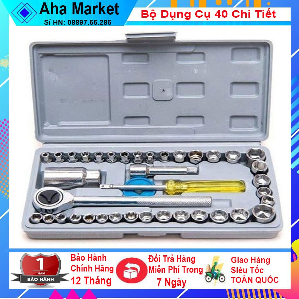 Bộ khẩu thông minh mở siết ốc và bugi 40 chi tiết