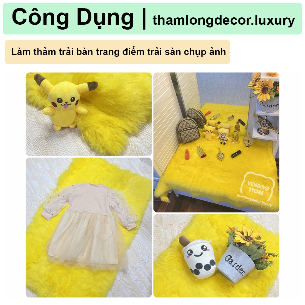 Thảm Lông Chụp Ảnh | Thảm Lông Trải Sàn Decor Phòng Ngủ Decor Bàn Trang Điểm | Vàng Cheese 3cm