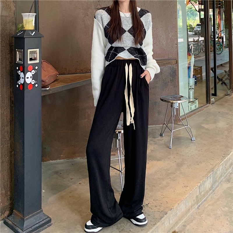 NRVP Quần jogger nữ dài lưng cao thời trang Hàn Quốc