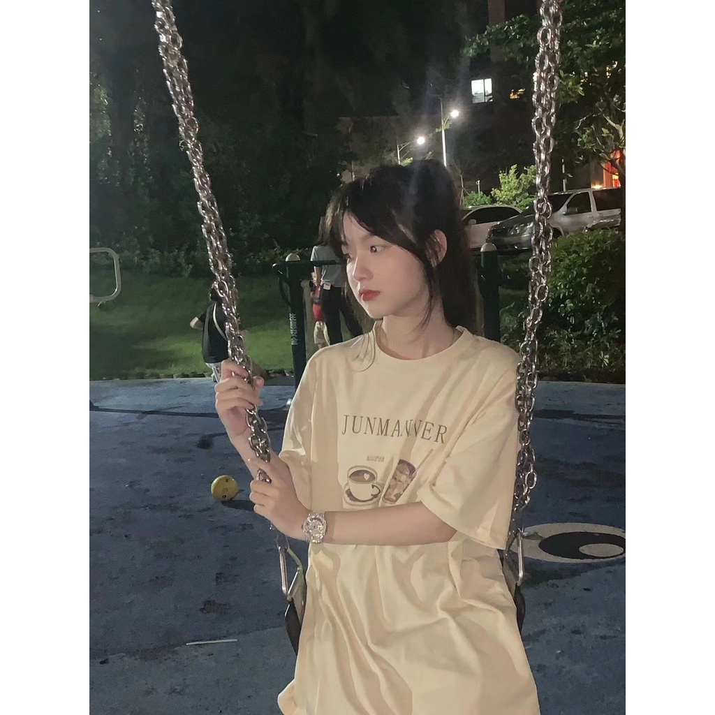 NRVP Áo Thun Nữ Oversize Cổ Tròn Thời Trang Hàn Quốc