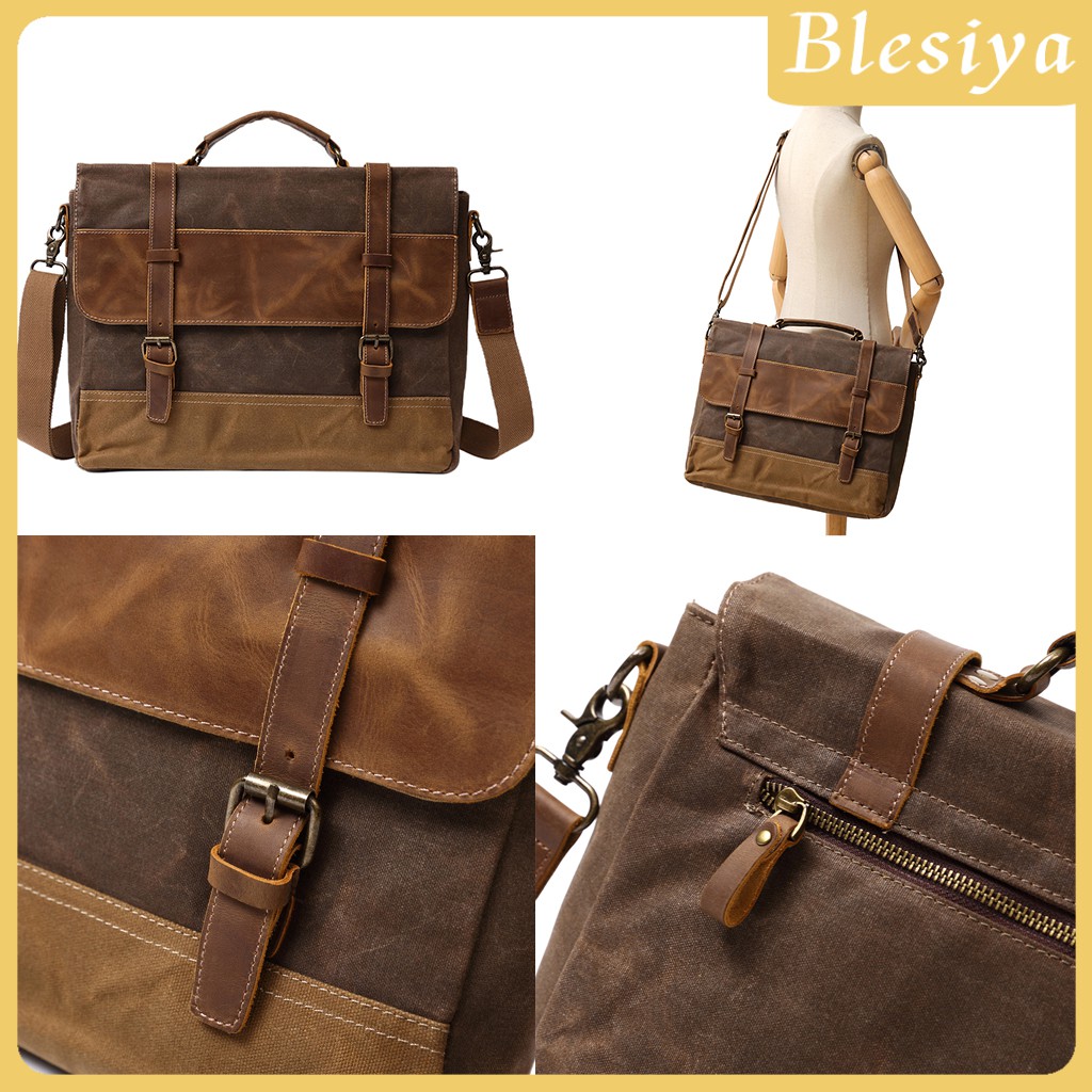 [BLESIYA] Vintage Leather Men Business Travel Laptop Briefcase Messenger Bag Satchel