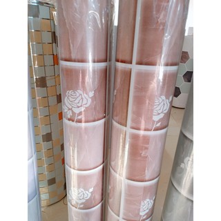 Cuộn 5m giấy dán bếp khổ 60cm - hoa hồng ECC004